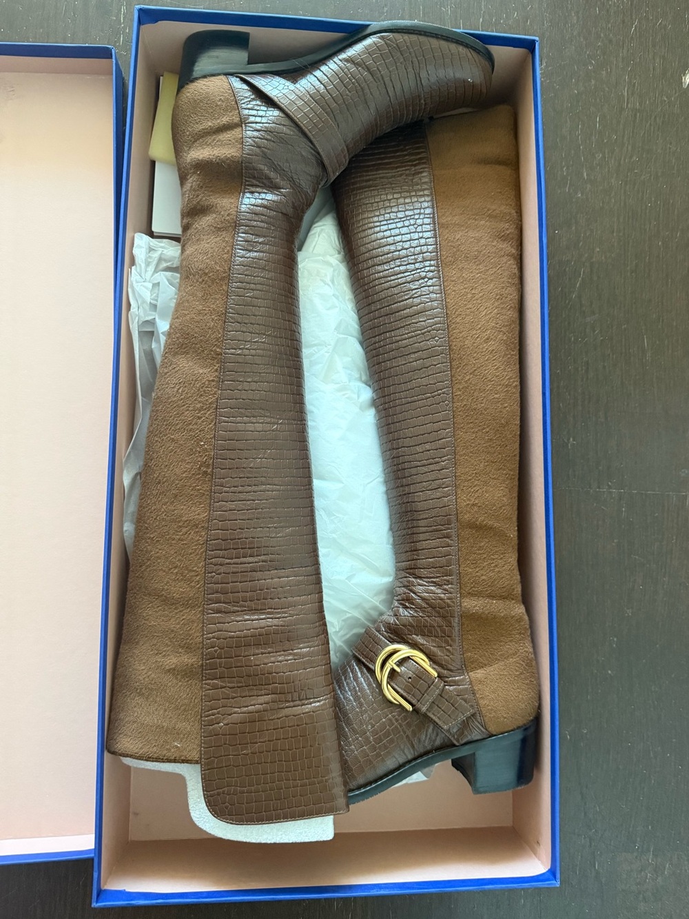 Stuart Weitzman Brown Knee-High Leather & Suede Women’s Boots